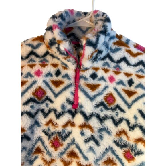 Eddie Bauer Womens Midweight Plush Quarter Zip Fleece Pullover, Vanilla Aztec, M - Picture 3 of 9